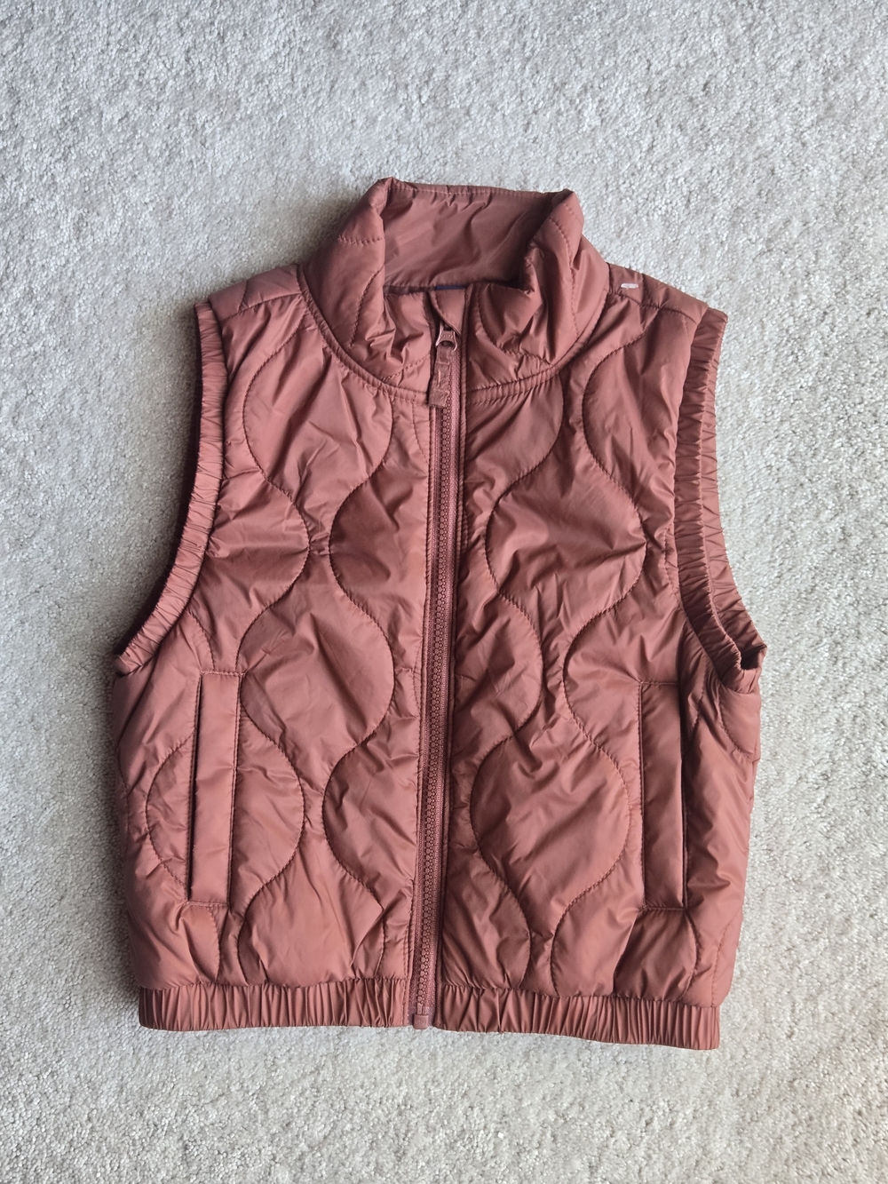 Kids Quilted Sleeveless Puffer Vest - Rust Pink